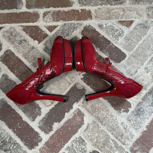 Limelight MINX Super Sexy Red Platform Stiletto Mary Jane Heels Women's Size 8.5 - Picture 8 of 15